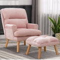 Canmov Modern Accent Chair With Ottoman, Soft Fabric Armchair With Adjustable Backrest And Side Pockets, Comfy Lounge Chair For