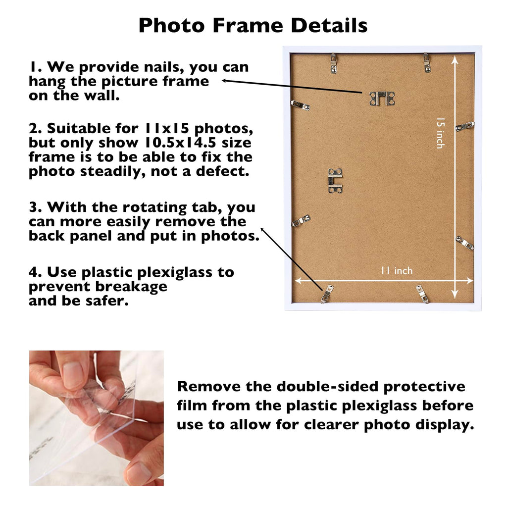 Jcjmy 11X15 White Picture Frame Set Of 3, Horizontal And Vertical Formats For Wall Hanging, 11 X 15 Wall Gallery Poster Photo Fr
