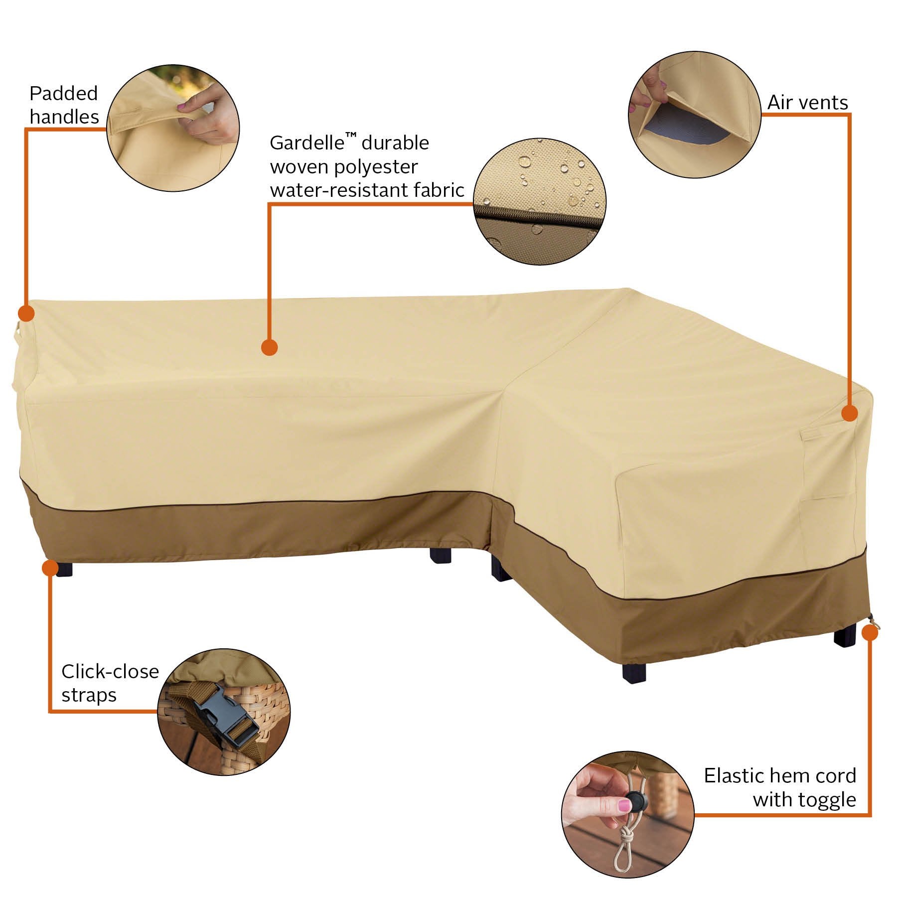 Classic Accessories Veranda Water-Resistant 115 Inch Patio Right-Facing Sectional Lounge Set Cover, Patio Furniture Covers