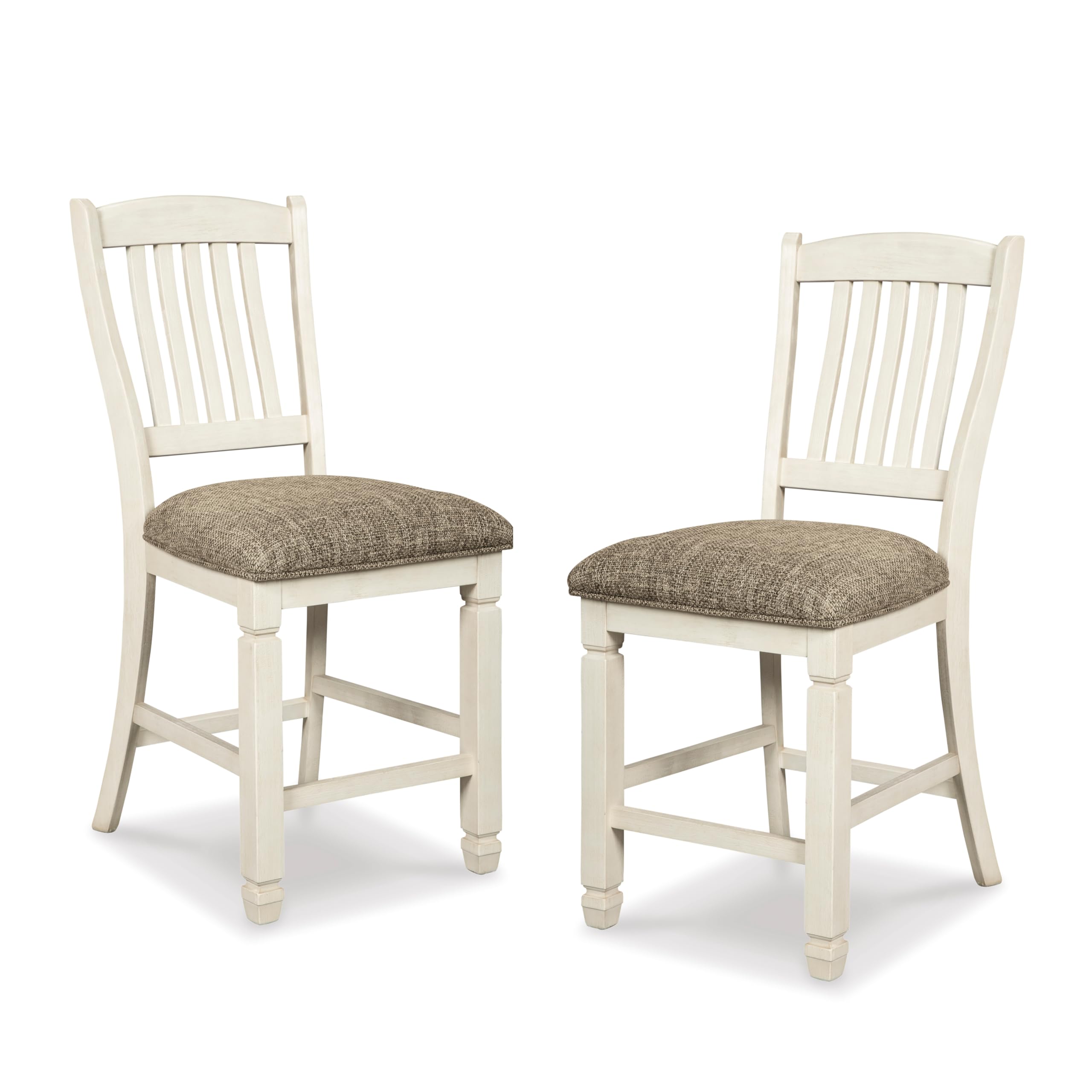Signature Design by Ashley Bolanburg 24 Counter Height Farmhouse Barstool, 2 Count, Antique White