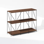 Furinno Wire 3-Tier Industrial Style Metal Frame Bookcase, Display Shelf, 35 Wide, Walnut Cove
