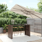 vidaXL Poly Rattan Bar Table with Glass Top - Weather-Resistant Outdoor/Garden Table - Brown - 72.8"x31.5"x43.3"