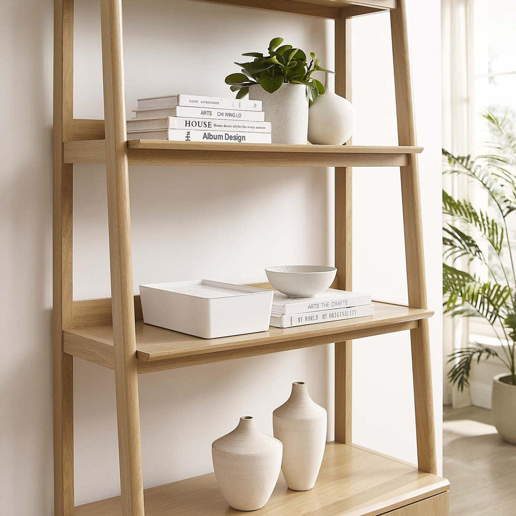 Modway 33&Quot; Bookshelf Display Case In Oak