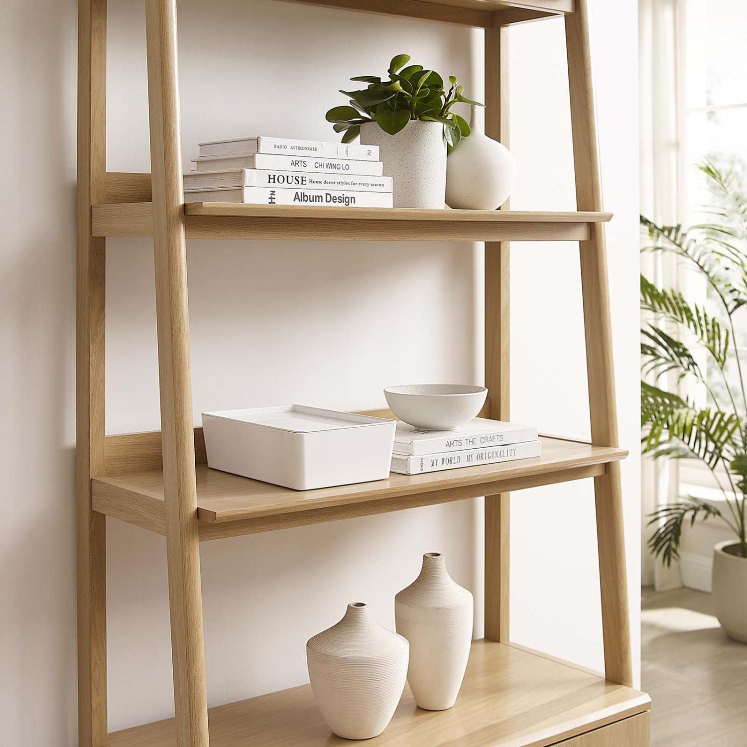 Modway 33&Quot; Bookshelf Display Case In Oak