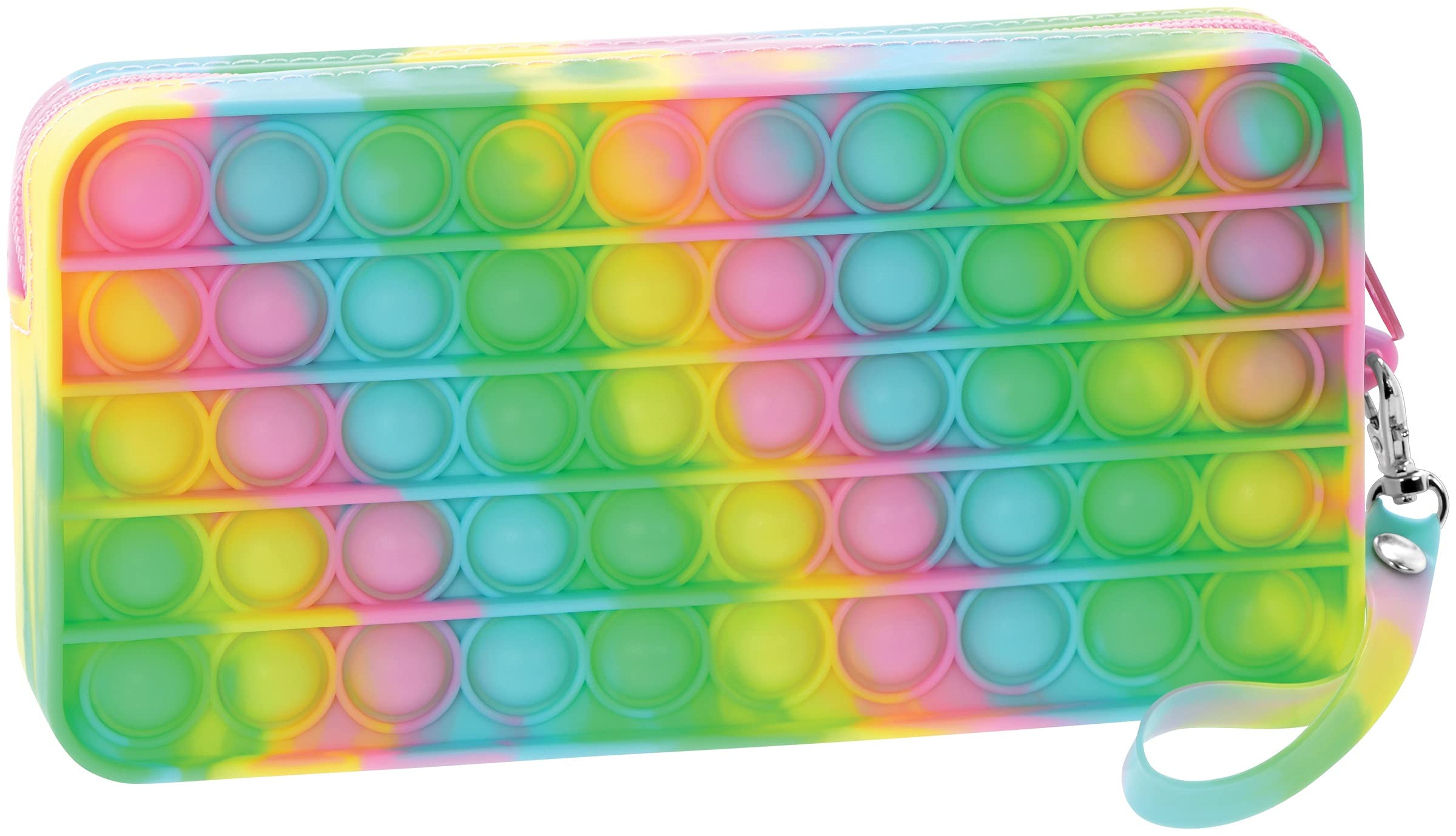 Iscream Silicone Popper Zip Closure 7.75' Pencil Case - Spring Swirl