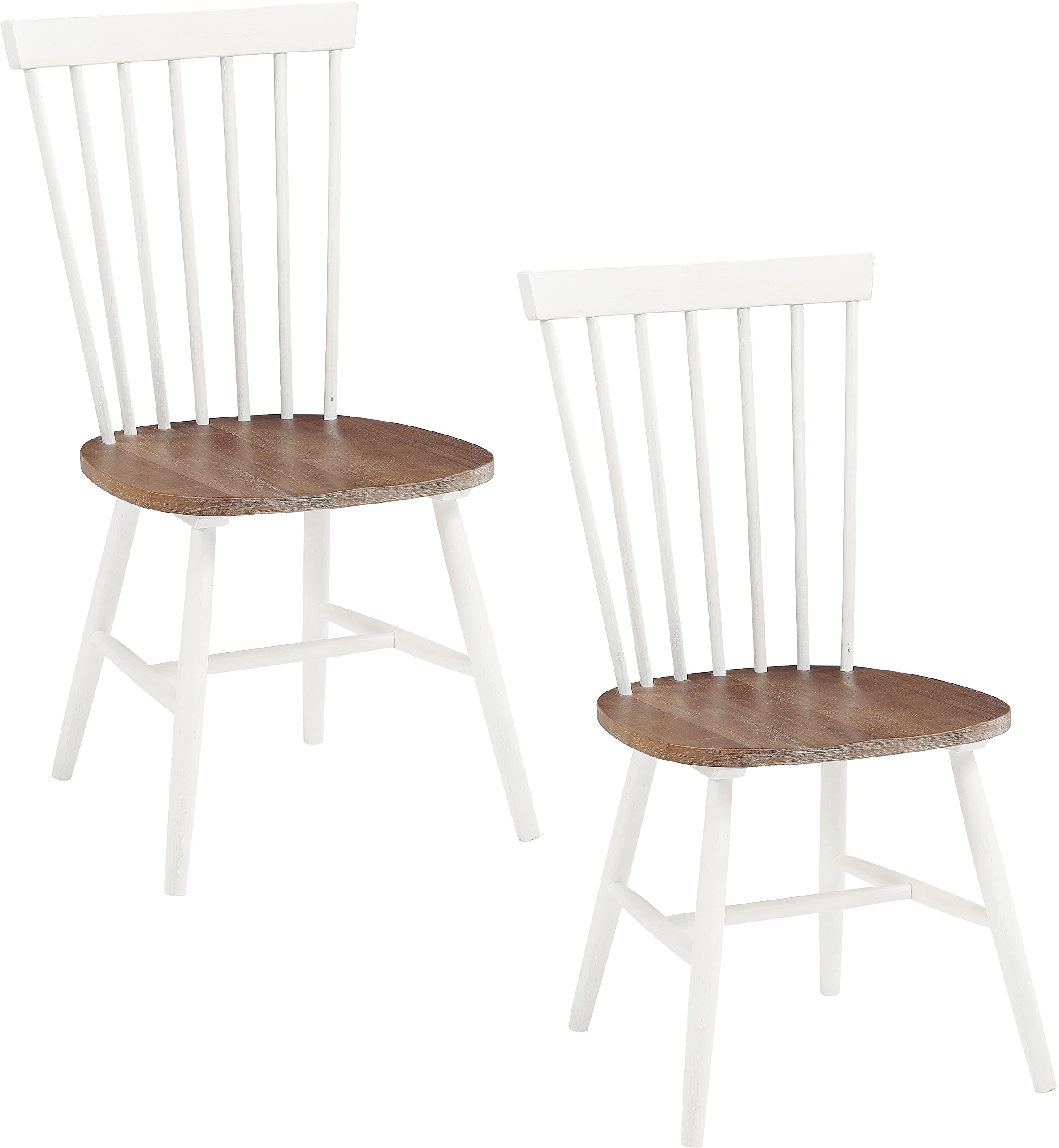 OSP Home Furnishings Eagle Ridge Traditional Windsor Style Solid Wood Dining Chairs 2-Pack, Cream