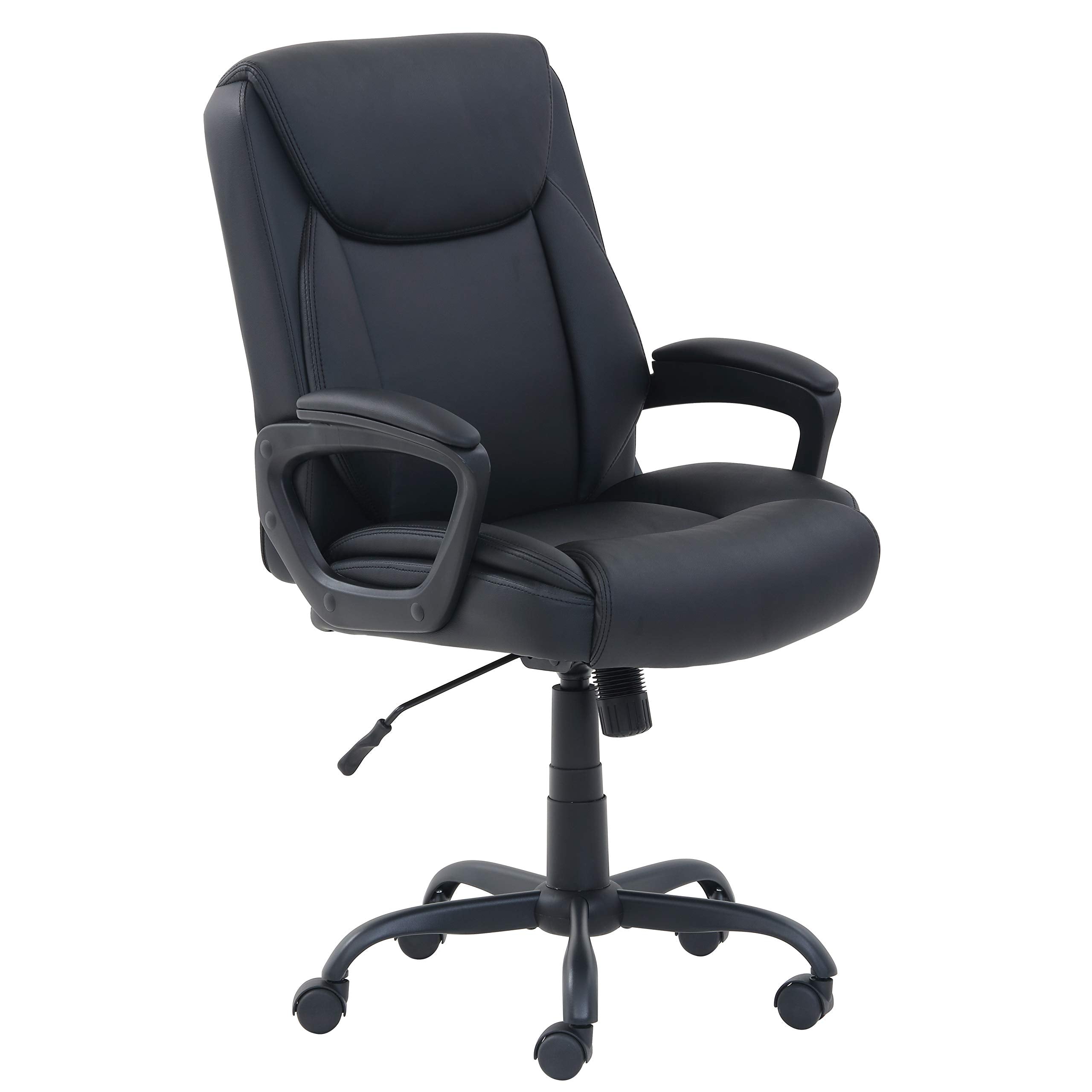 Amazon Basics Classic Puresoft PU Padded Mid-Back Height Adjustable Office Computer Desk Chair with Armrest, 26D x 23.75W x 42H,