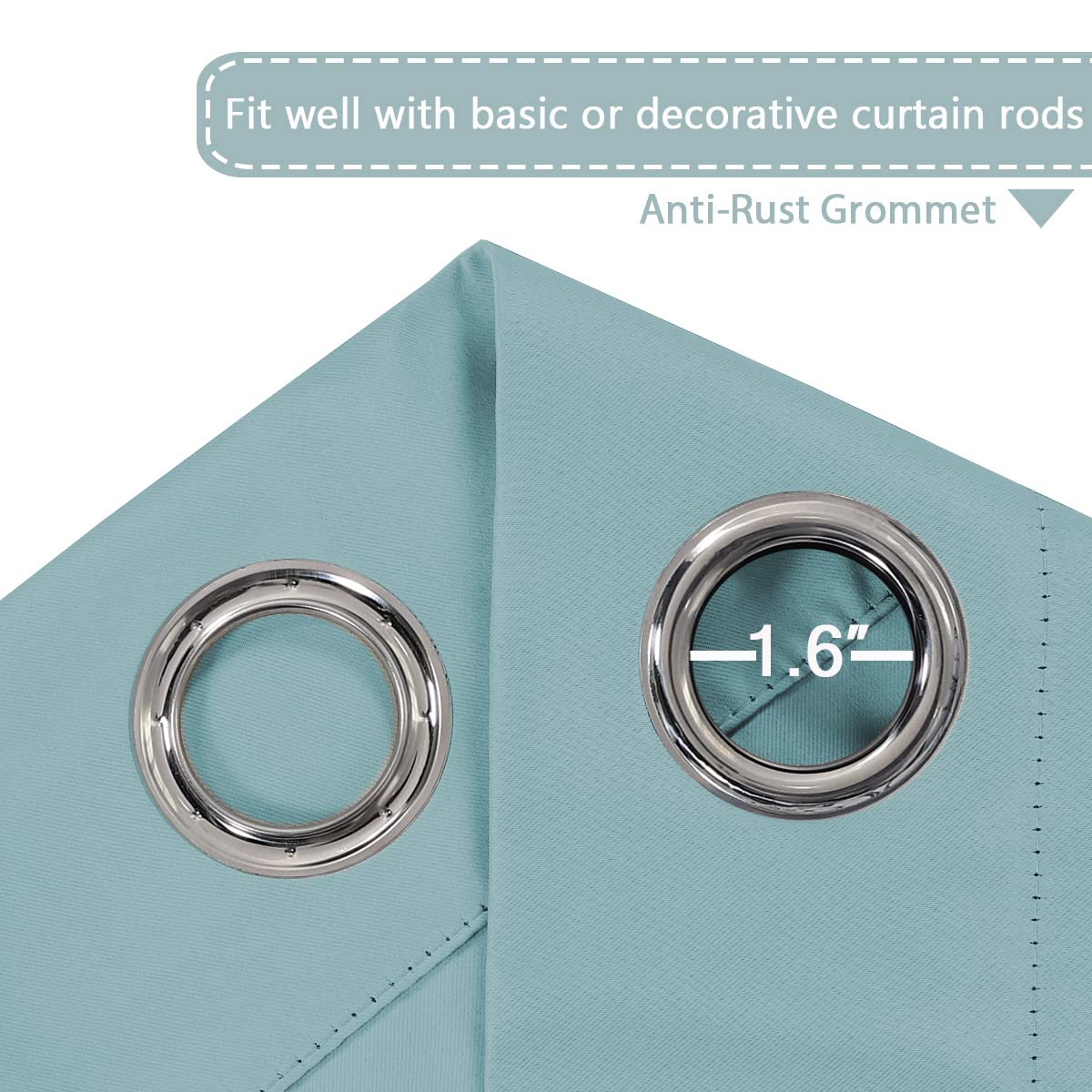 H.Versailtex Ultra Soft Microfiber Thermal Insulated Antique Copper Grommet Blackout Curtains/Window Treatment Draperies 52 By 72 - Inch For Living Room/Bedroom,Set Of 2 - Mineral Blue