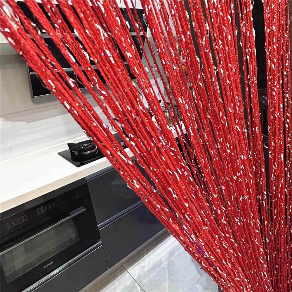ave split Decorative Door String Curtain Wall Panel Fringe Window Room Divider Blind Divider Tassel Screen Home 100cm*200cm (red