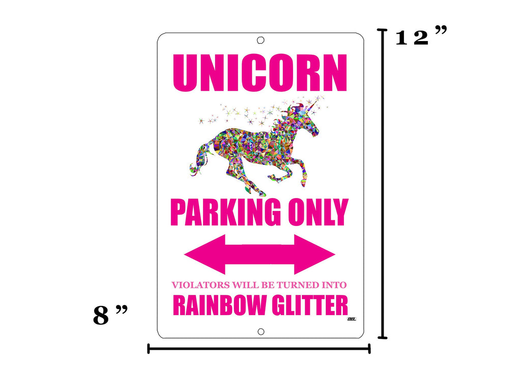 Rogue River Tactical Funny Unicorn Parking Only Sign Metal Tin Sign Wall Decor Daughter Rainbow Girls Bedroom
