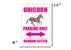 Rogue River Tactical Funny Unicorn Parking Only Sign Metal Tin Sign Wall Decor Daughter Rainbow Girls Bedroom
