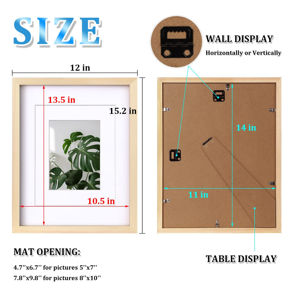 Egofine 11X14 Picture Frames Natural Wood 2 Pcs Made Of Solid Wood Covered By Plexiglass - For Table Top And Wall Mounting For P