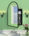 19.7x31.5 Black Medicine Cabinet with Mirror and Organizer, Arched