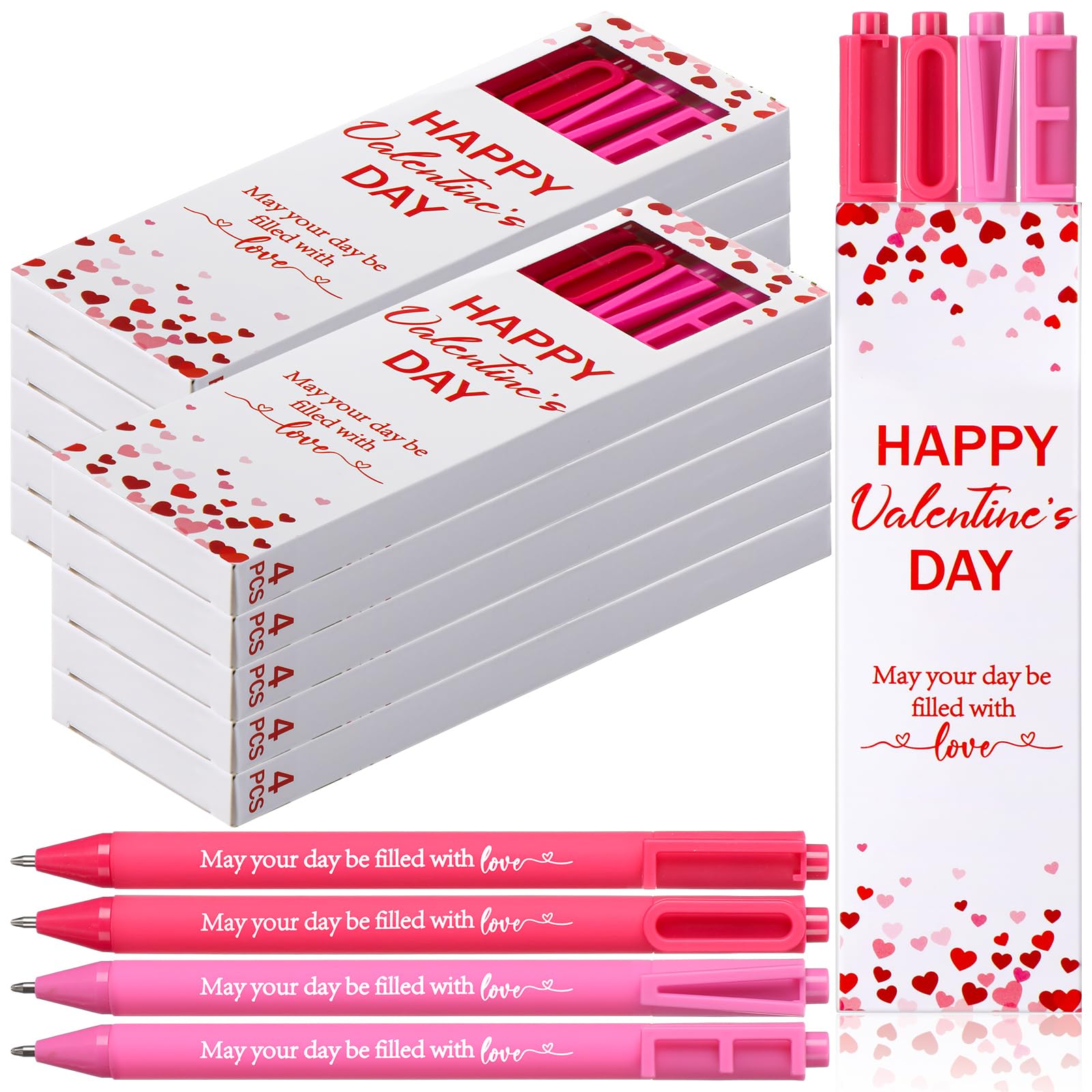 Resurhang 10 Sets Valentines Appreciation Gifts For Employees Bulk Love Sign Ballpoint Pens With Red Heart Boxes Valentine Party