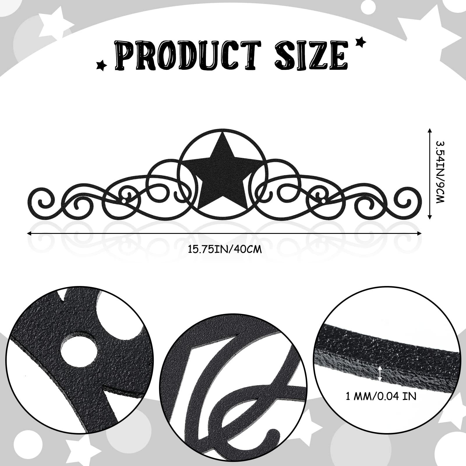 Leifide Metal Star Decor Scroll Wall Decor Black Metal Wall Decor Rustic Metal Star Wall Decor Country Star Decorations For Home