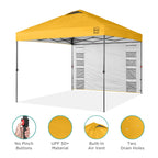Best Choice Products 10X10Ft Easy Pop Up Canopy W/Side Wall, 10 Pockets, Portable Carrying Case, 1-Button Setup, 4 Weight Bags - Marigold