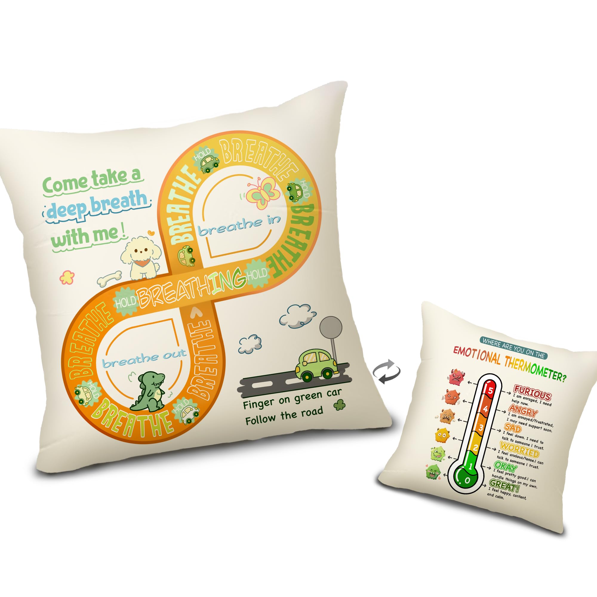 Ainrvteers Calm Infinity Shape Pillowcase Double-Sided Printed with Different Patterns of Feelings Wheel Pillow, Reading Corner 