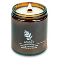 Crackling Wood Wick Candle Handcrafted with Natural Coconut Wax and Essential Oils (Amber, Standard 8 oz), White