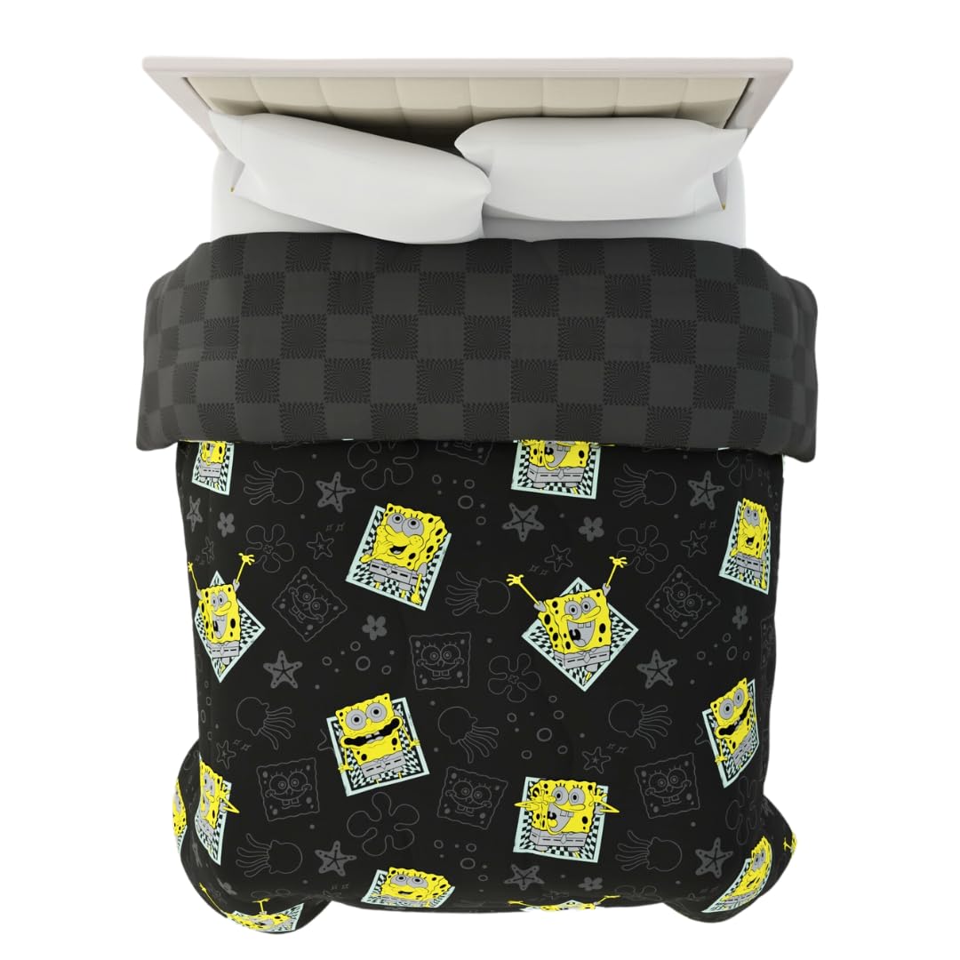 Franco Spongebob Squarepants Comforter Queen Microfiber Black Reversible RC0259
