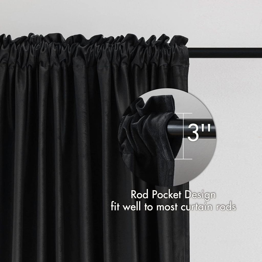 Miulee Black Velvet Curtains Thermal Insulated Blackout Curtain Drapes For Bedroom Living Room Darkening 108 Inches Long Curtains Panels Rod Pocket Set Of 2