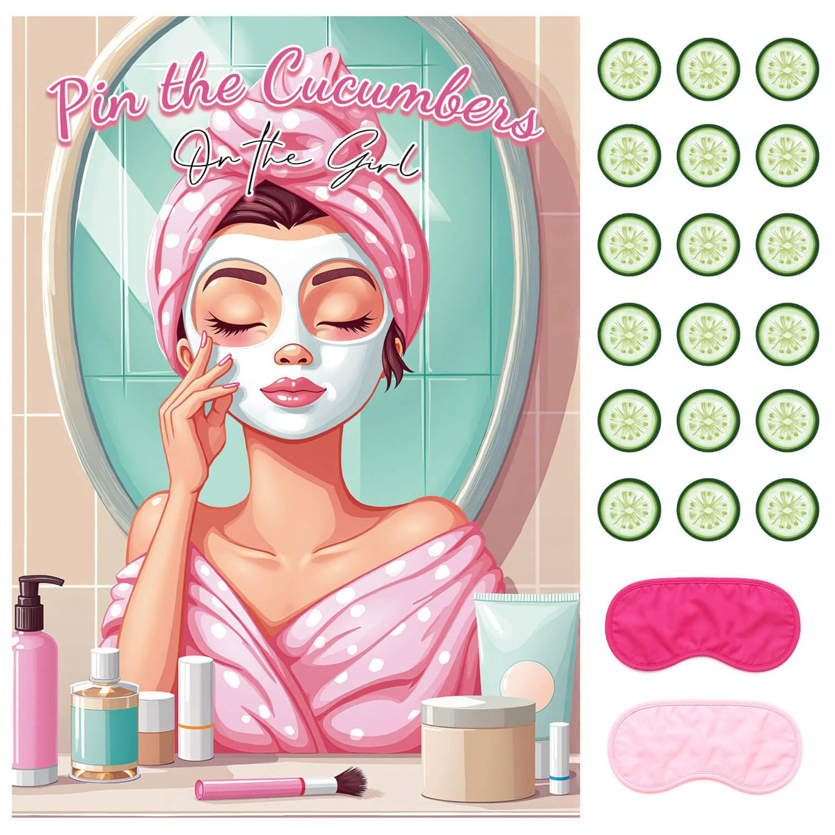 Vusnud Pin The Cucumber Spa Party Game, Spa Theme Birthday Party Decorations Supplies Activities for Women