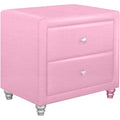 Upholstered 2 Drawer Nightstand, Pink/ Pink