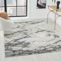 LUXE WEAVERS Ivory Gold 4x5 Marble Abstract Area Rug