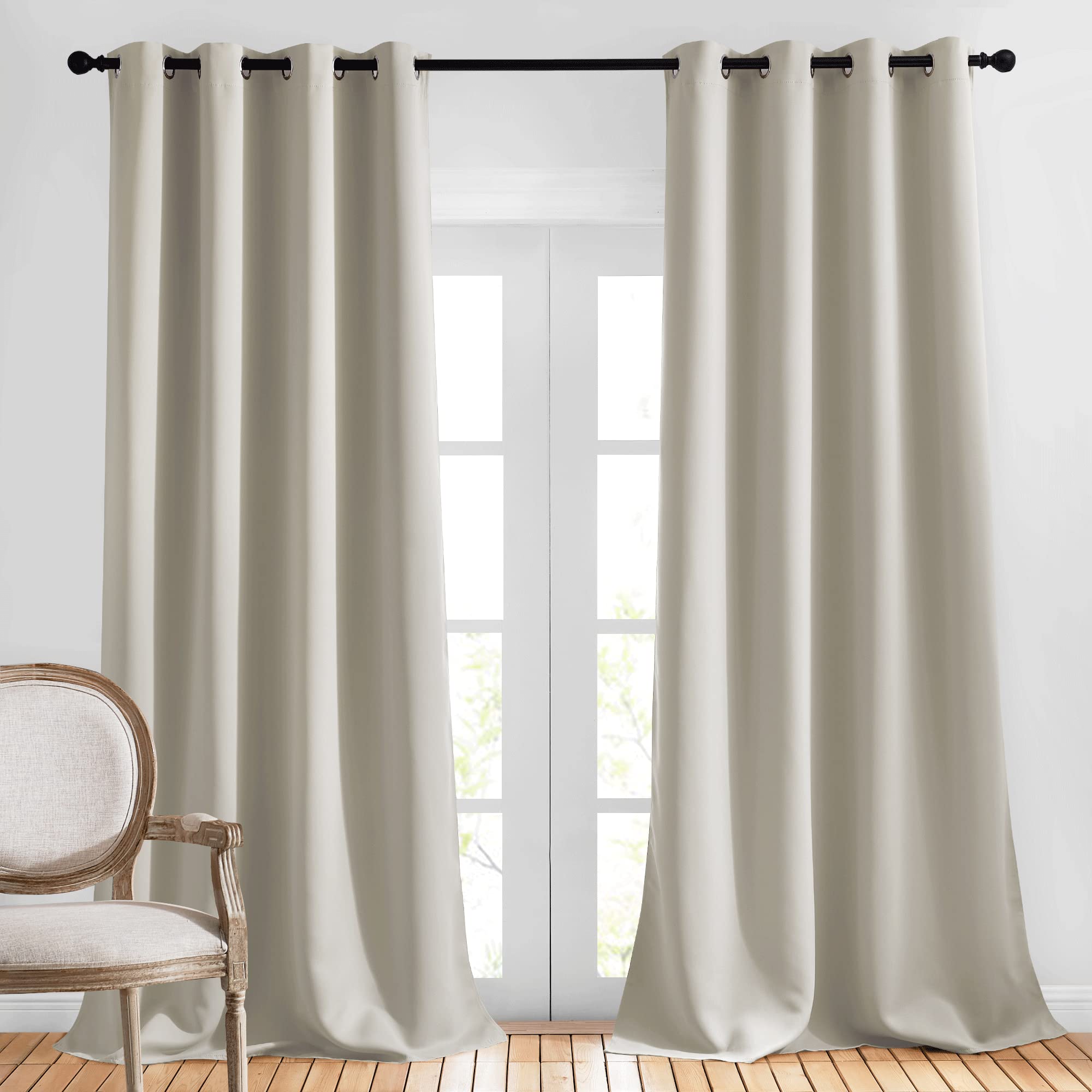 Nicetown Blackout Curtains & Drapes For Living Room - Energy Saving Thermal Insulated Solid Grommet Sound Reducing Curtains For