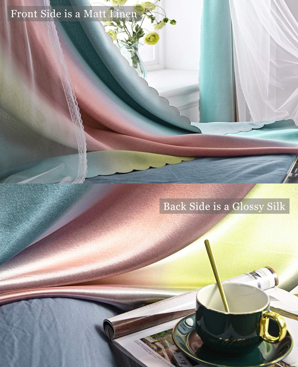 Yancorp Curtains For Girls Bedroom Kids Curtain Hollow-Out Star Window Drapes Curtain 84 Inches Length Room Darkening Grommet 2 Layers,1 Panel (Baby Pink Blue, W52 X L84)