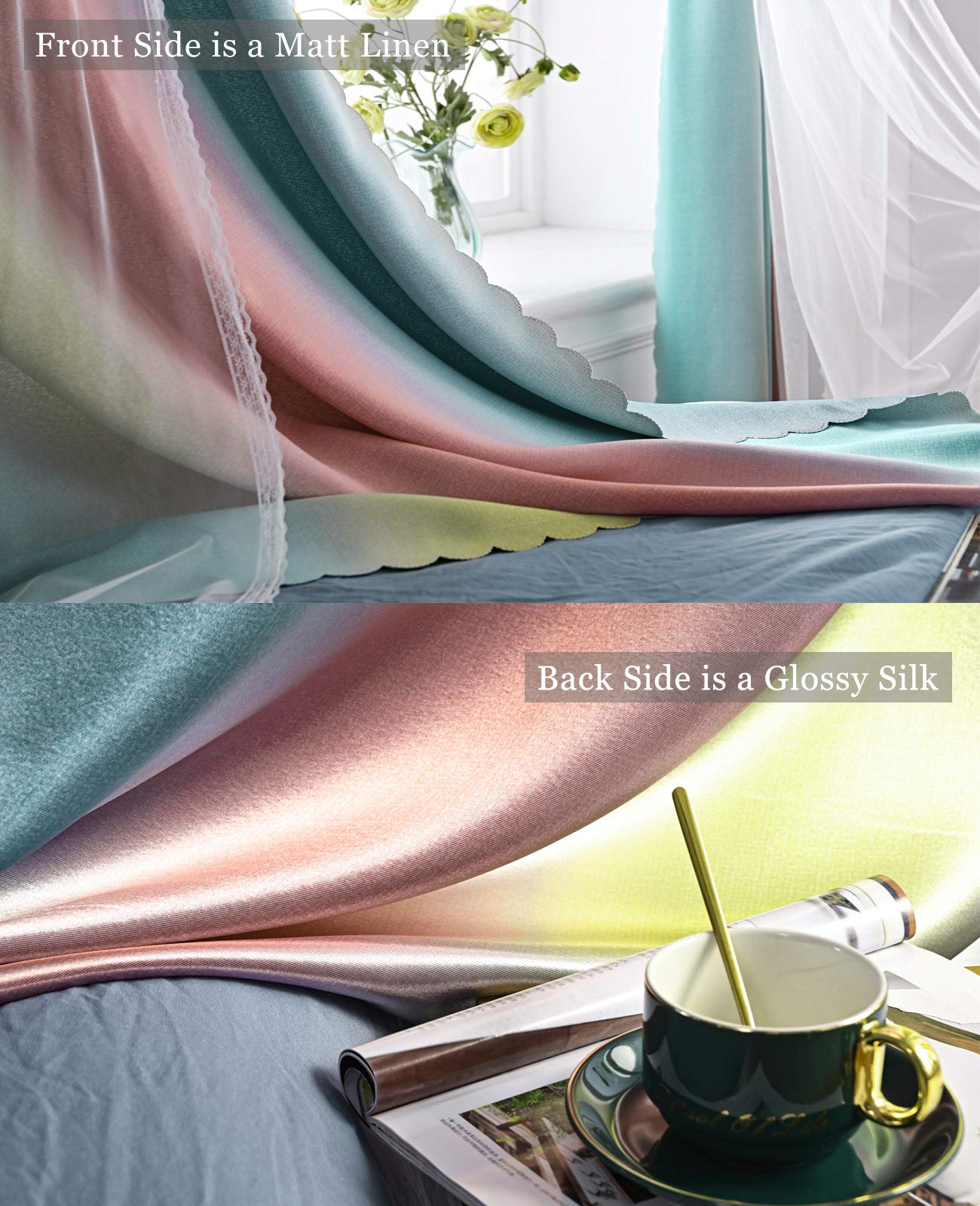 Yancorp Curtains For Girls Bedroom Kids Curtain Hollow-Out Star Window Drapes Curtain 84 Inches Length Room Darkening Grommet 2 Layers,1 Panel (Baby Pink Blue, W52 X L84)