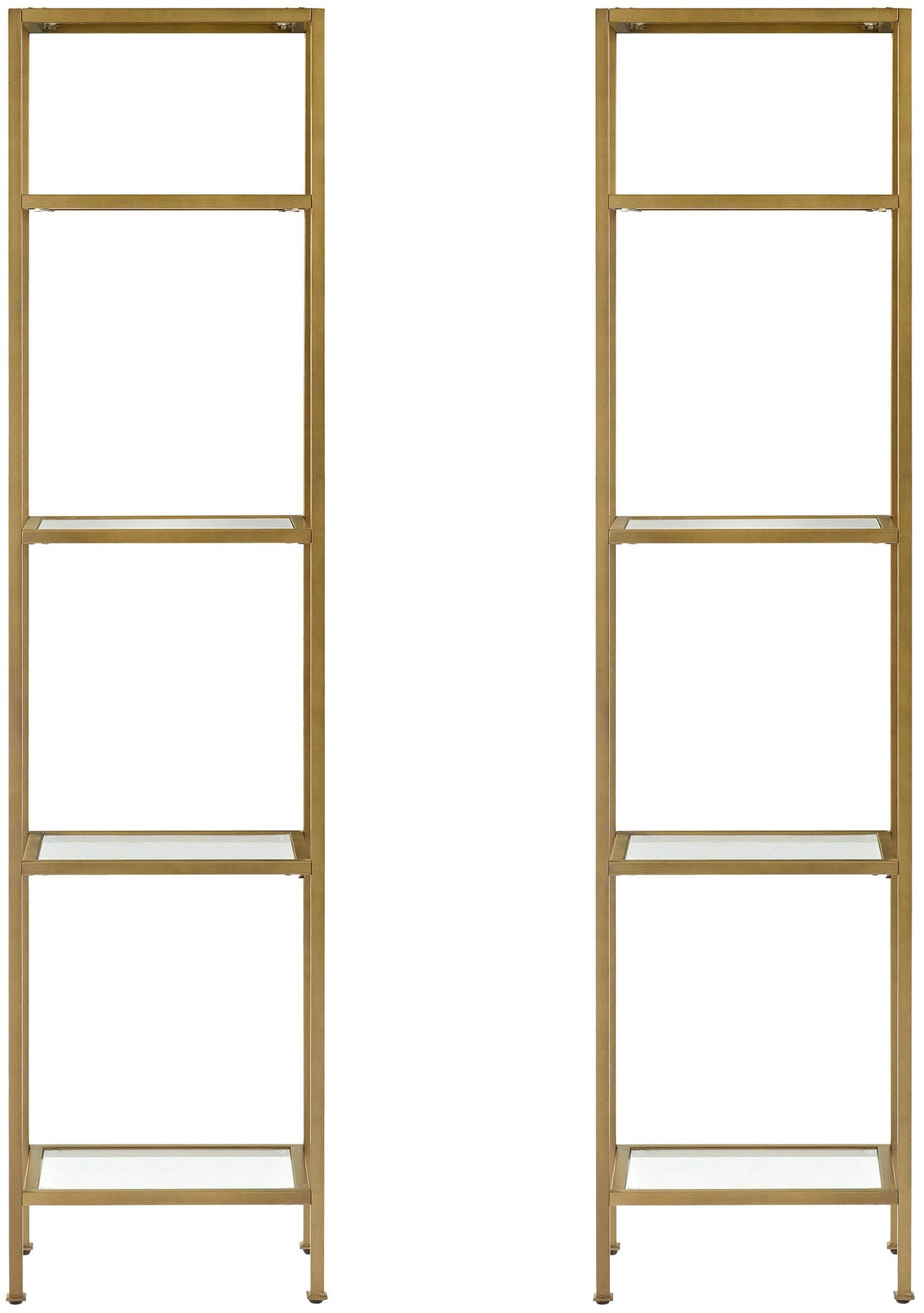 Crosley Furniture Aimee 2-Piece Bookshelf Set With Glass Shelves, Bookcase Storage, Gold And Glass
