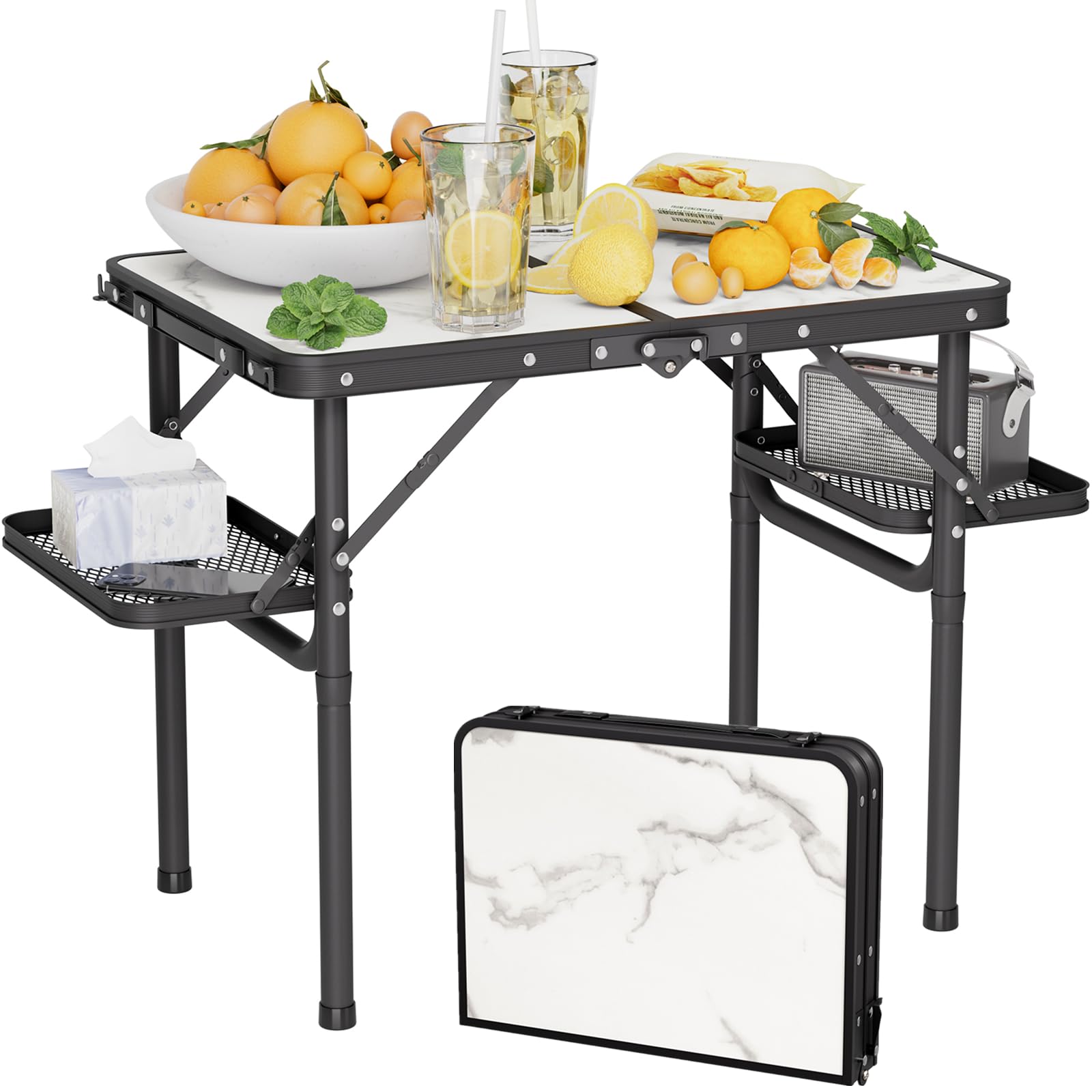 Titanker Folding Camping Table Small 2ft, Small Folding Table Portable with 50% Extra Space, Folding Picnic Table, Portable Beac