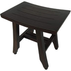 HomeRoots Dark Brown Compact Teak Corner Shower/Outdoor Bench in Brown Finish