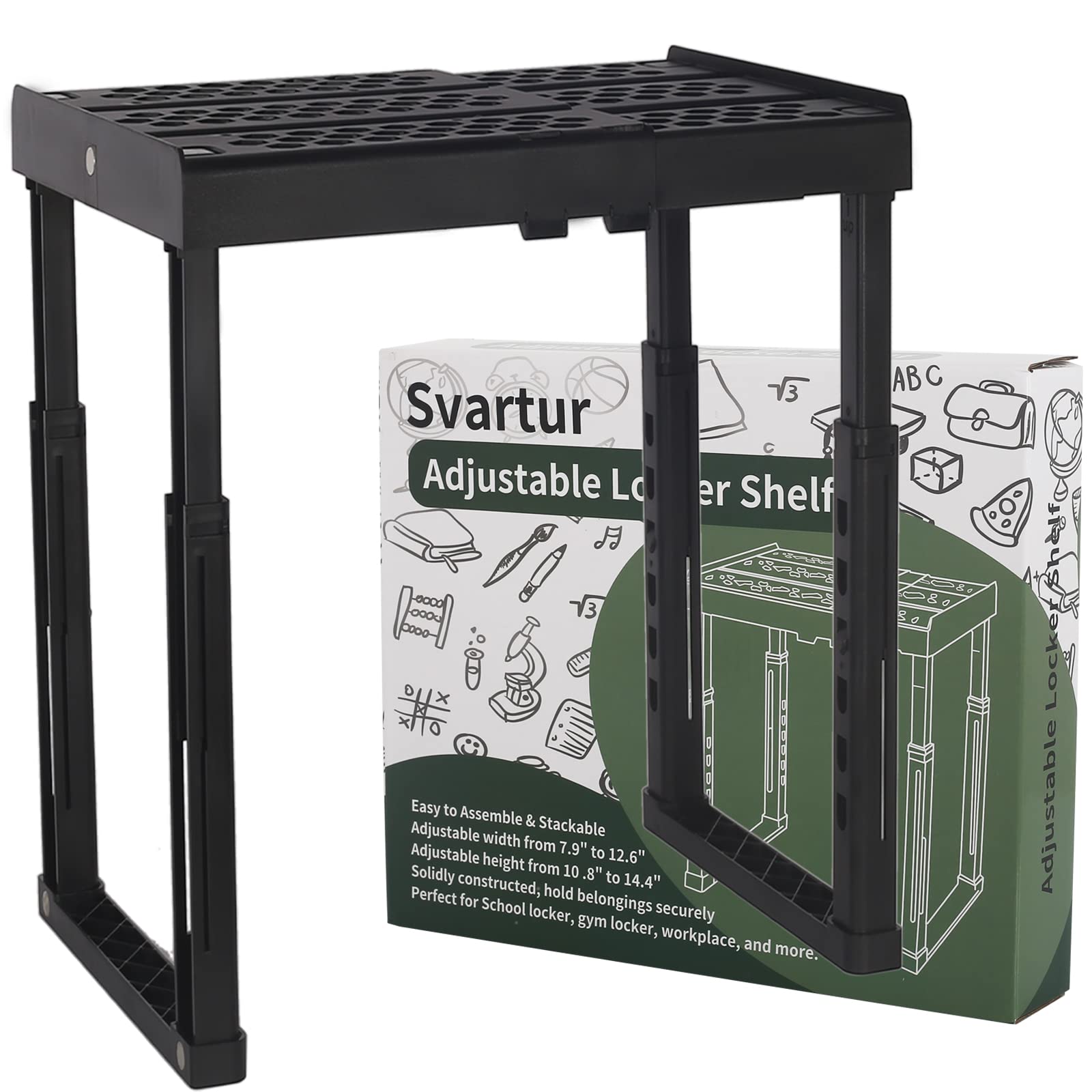 Locker Shelf For School Locker Adjustable Height And Width, Locker Organizer Shelf Stackable Locker Tools For Gym Lockers, Offic