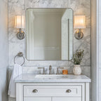 Andy Star Chrome Bathroom Mirror, 24   X40    Polished Nickel Rounded Corner Rectangle Mirror, Modern Metal Frame Bathroom Vanit