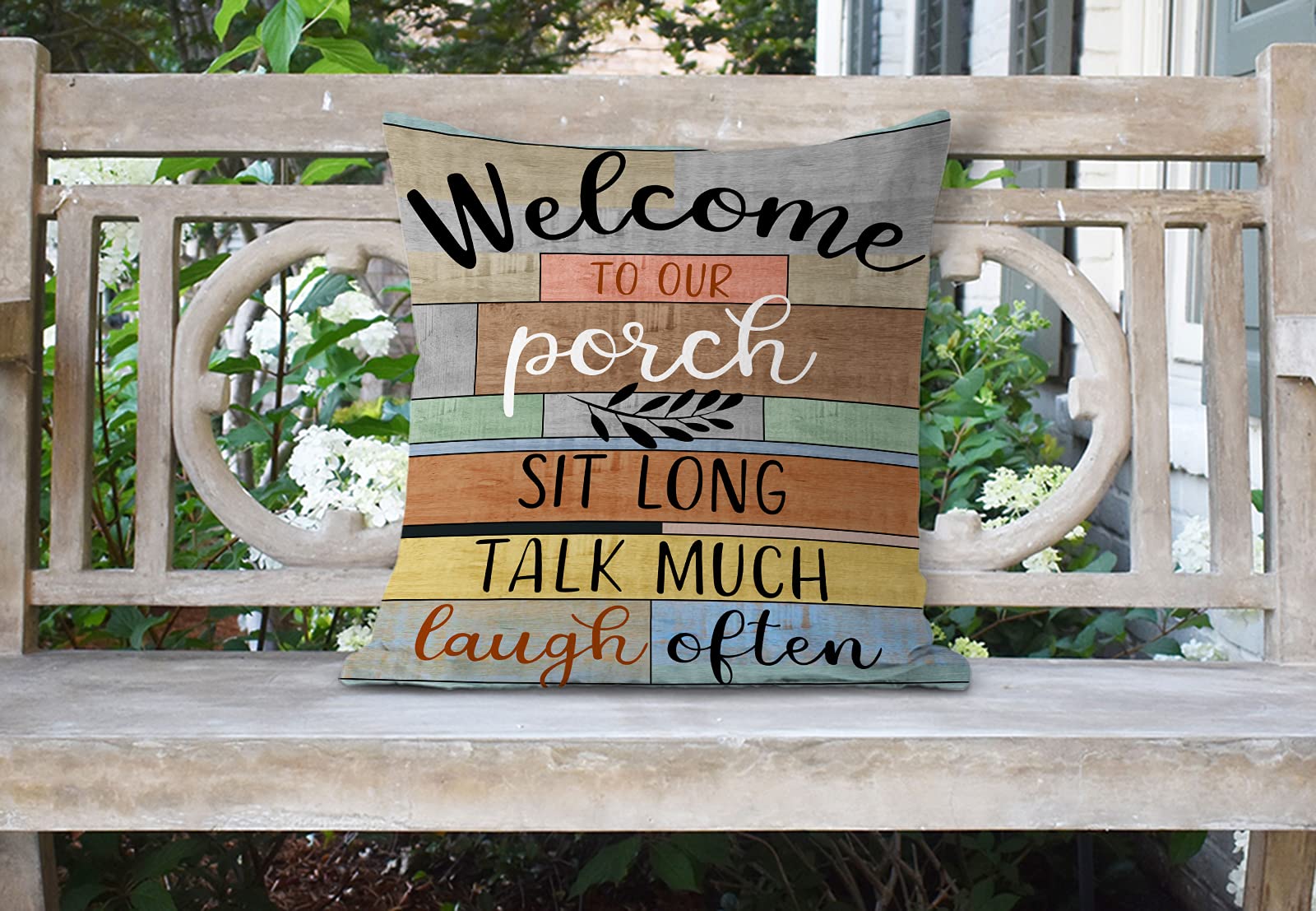 Jartinle Porch Rules Sign Outdoor Pillow Covers Waterproof Welcome To Our Porch Patio Pillow Covers For Couch Bench Patio Furnit