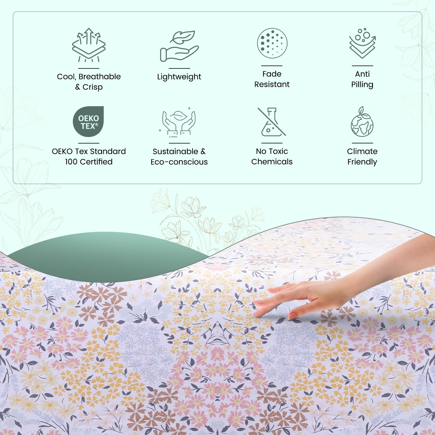Feather & Stitch Softest 100% Cotton Sheets, 300 Thread Count Percale Weave Bedding, 16' Deep Pocket, Cooling Sheets, Breathable Bed Set, Hotel Premium Quality (- Full, Victorian Floral