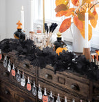 4Pcs Black Leaf Garland Halloween Artificial Hanging Fall Leave Maple Vines Fall Floral Garlands Autumn Garland Thanksgiving Dec