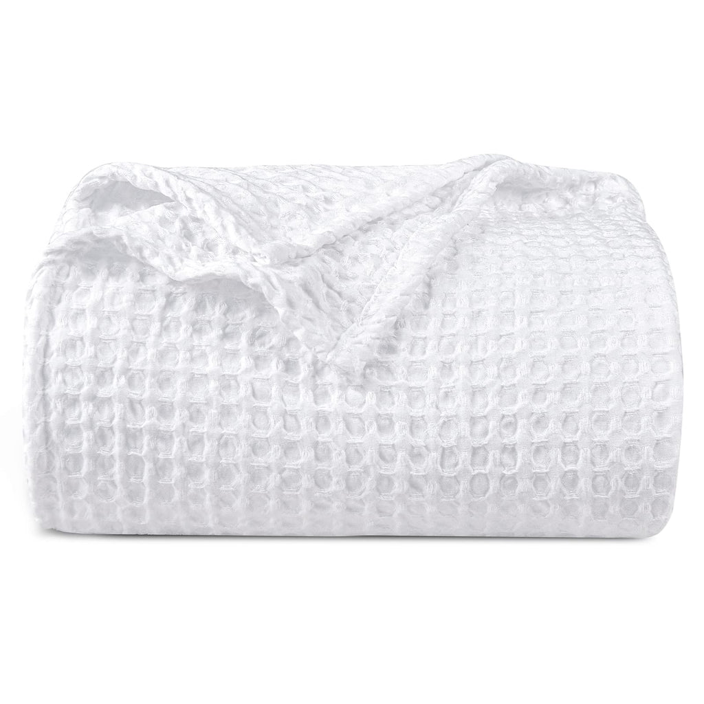 Phf Ultra Soft Waffle Weave Blanket Twin Size 66'X 90'- Washed Lightweight Breathable Cozy Woven Blanket For Bed - Aesthetic Decor For Couch Bedding Sofa Home Car - White