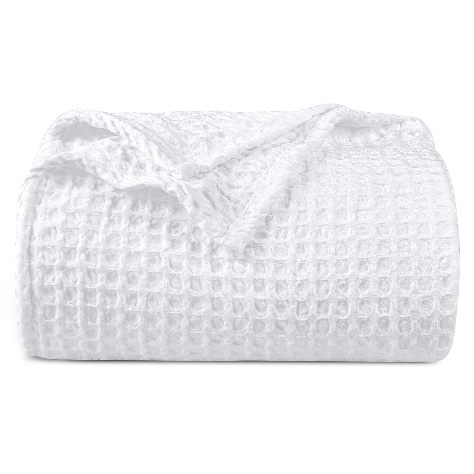 Phf Ultra Soft Waffle Weave Blanket Twin Size 66'X 90'- Washed Lightweight Breathable Cozy Woven Blanket For Bed - Aesthetic Decor For Couch Bedding Sofa Home Car - White