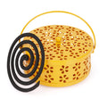 Whiidoom Retro Portable Iron Mosquito Coil Holder with Handle Round Fireproof Incense Holder (Yellow)