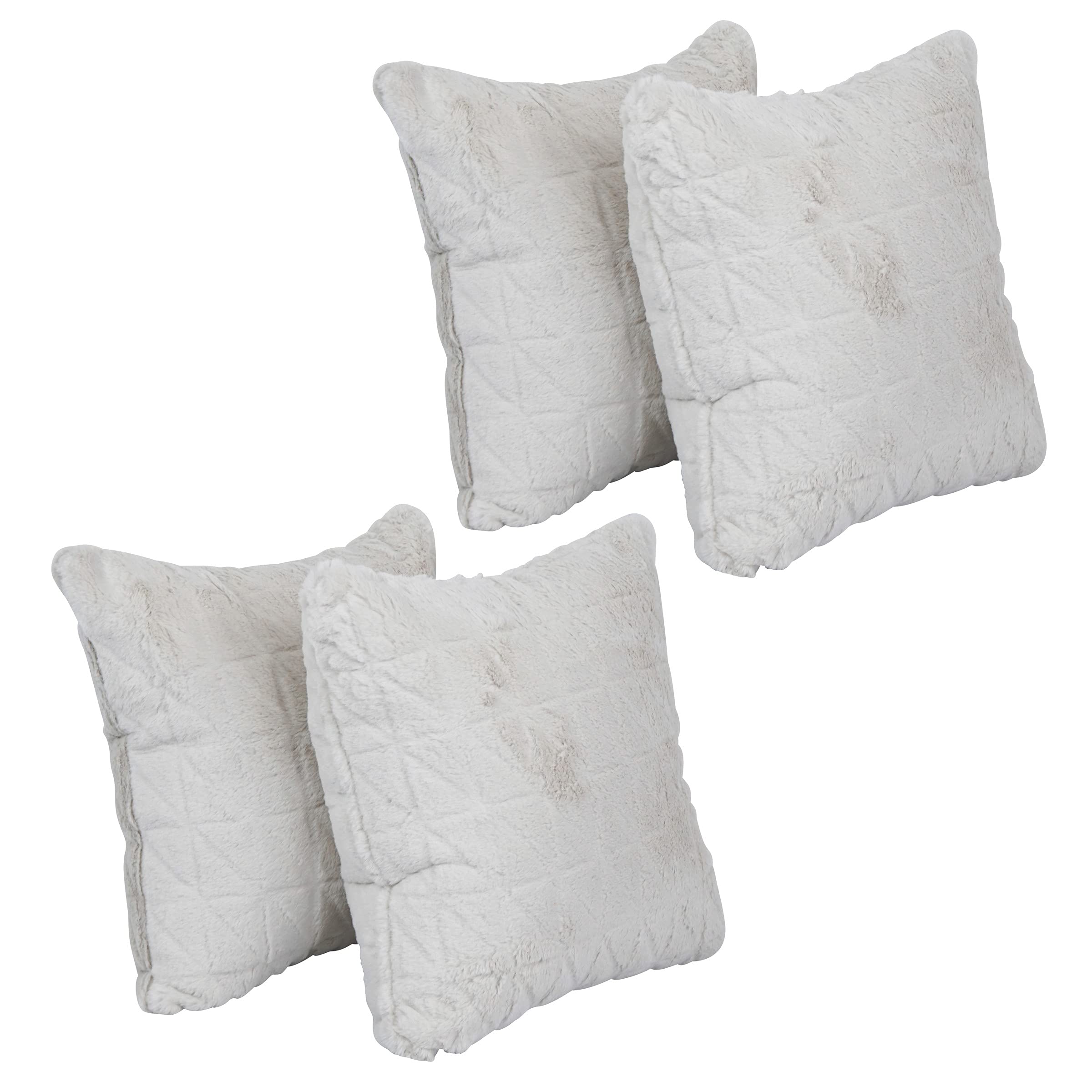 Blazing Needles Square Faux Fur Throw Pillows, 17", Upton Natural 4 Count
