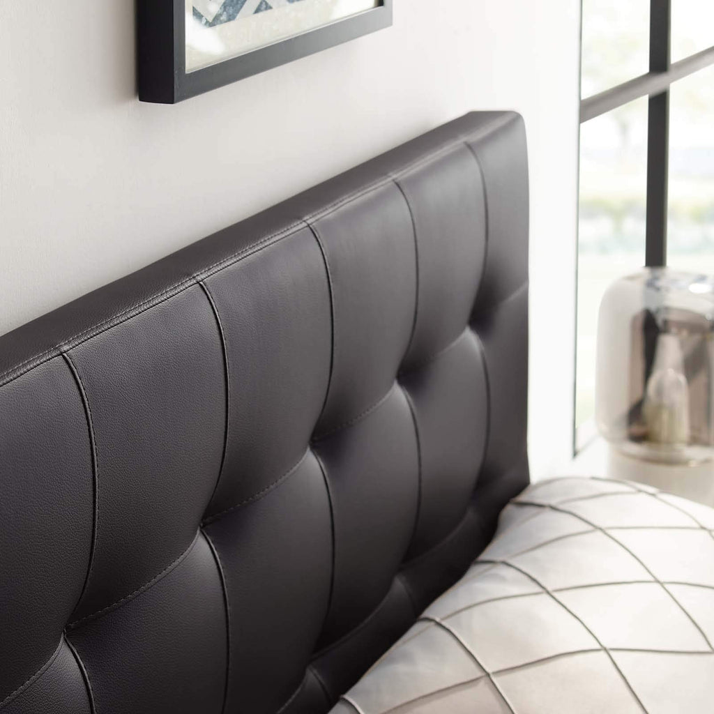 Modway Lily Tufted Faux Leather Upholstered Queen Headboard in Brown