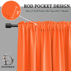 72 Inch Long Room Darkening Bedroom Curtains - Tangerine Orange Blackout Thermal Insulated Window Treatment Drapes For Livingroom Door Curtains,W 52 X L 72,2 Panels