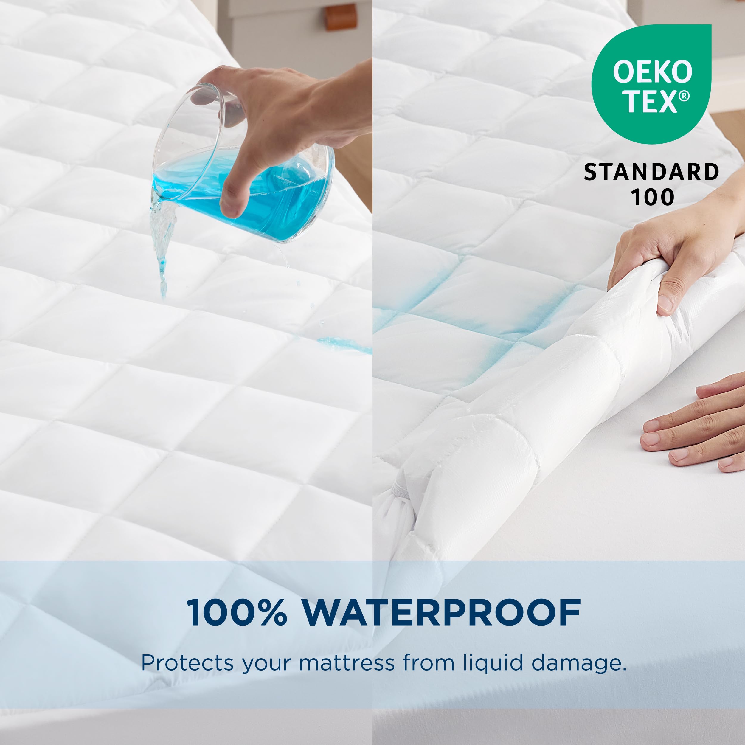Bedsure Queen Mattress Protector, Quilted Waterproof Mattress Protector With Deep Pocket Up To 22 Inches, Soft Breathable Noiseless Bed Pad Topper, Queen Bed Cover For Home, Bedroom, Hotel ?White