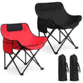 Seeloowy 2 Pack Compact Camping Chairs Portable Folding for Outside with Carry Bag Lightweight Moon Chairs for Travel Picnic Hik