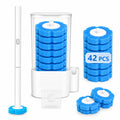 Disposable Toilet Brush with 42 Blue Refills, Toilet Bowl Cleaner Brush with Holder, Wall Mounted Toilet Wand Kit, Deep Cleaning