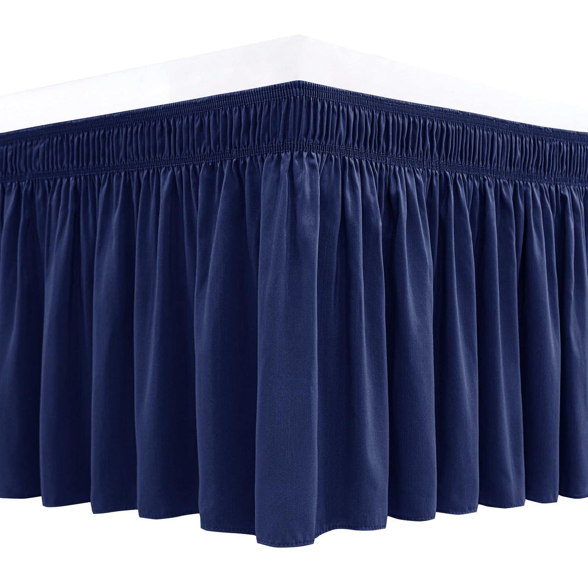 Biscaynebay Wrap Around Bed Skirts For King & Cal King Beds 17' Long Drop, Navy Adjustable Elastic Dust Ruffles Easy Fit Wrinkl
