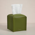 OLETHA Square Tissue Box Cover - Aesthetic Desk Decor for Room, Home & Office - Tissues Cube Boxes Holder - Green
