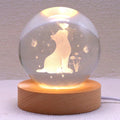 Miramar 3D Cat Figurine Crystal Ball Lamp, Cat Light Lamp with Wooden Base, Cat Gifts for Cat Lovers, Cat Stuff for Cat Lovers, 